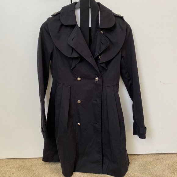 Bread n butter black ruffle trench coat Size 0 - Picture 1 of 4